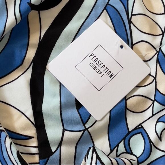 PerSeption Concept Blue Print Front Crossover Top SMALL NWT - Picture 16 of 16